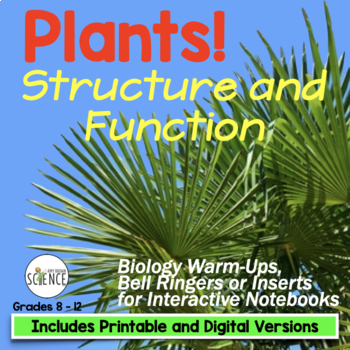 Preview of Plants Structure and Function Bell Ringers and Warm Ups - Plant Kingdom