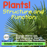 Plants Structure and Function Bell Ringers and Warm Ups - 