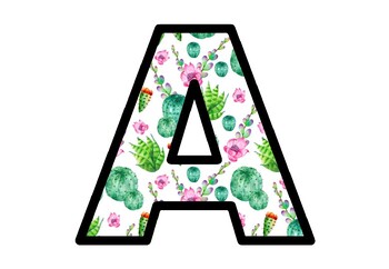 Preview of Plants Succulents Cactus Bulletin Board Letters