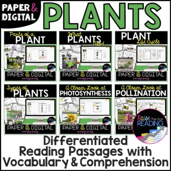 Preview of Plants Unit Bundle, Paper and Digital Reading Comprehension Passages