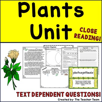 Preview of Plants Unit | Reading Comprehension Passages and Questions