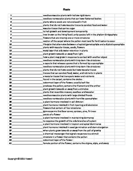 plants vocabulary quiz or worksheet for middle school science tpt