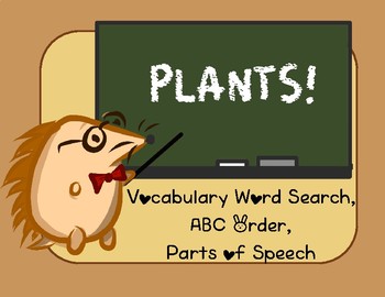 Preview of Plants Vocabulary Study - Word Search, Parts of Speech - Distance Learning