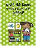Plants and Animal Unit Writing the Room Center Freebie