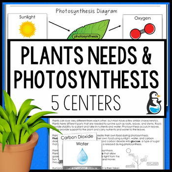 Preview of Plants Needs & Photosynthesis Science Centers |  Reading Passage Activities