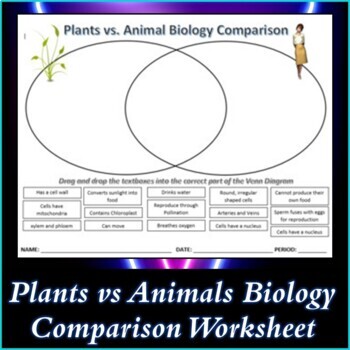 Plants vs Animals Biology Comparison Worksheet for Google Slides