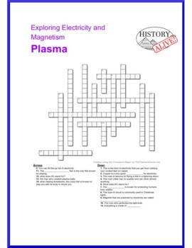 Plasma test crossword by Jonathan Allers TPT