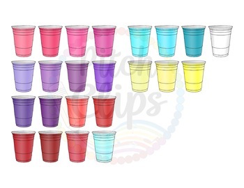 Plastic Cups Clip Art (Clip Art) - 54 Colors +BW! Commercial and SMART OK