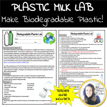 Preview of Plastic Milk Lab - Make Biodegradable Plastic!