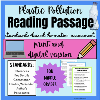 Preview of Plastic Pollution! Nonfiction Reading Passage and CCSS Aligned Questions