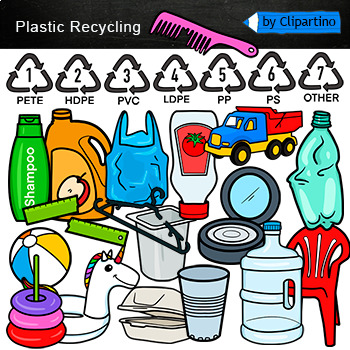 Preview of Plastic Recycling Clip Art/ Plastic Waste/ Earth day clipart commercial use