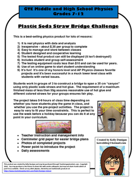 Preview of Plastic Soda Straw Bridge Build Challenge - Physics Project - STEM