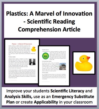 Preview of Plastics: A Marvel Of Innovation - A Science Reading Comprehension Resource
