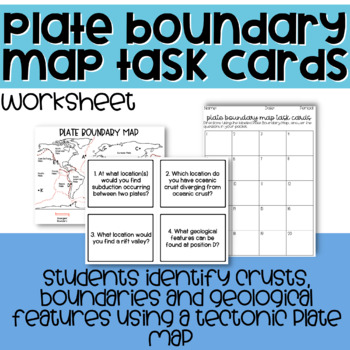 Preview of Plate Boundary Map Task Cards