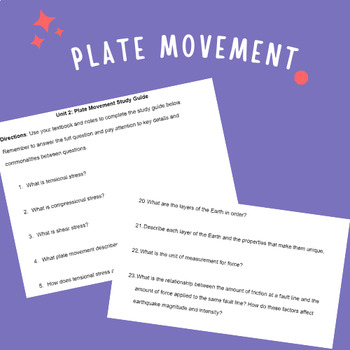 Preview of Plate Movement- Study Guide