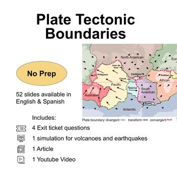 Preview of Plate Tectonic Boundaries Lesson & Notes (English & Spanish)