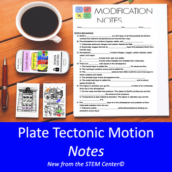 Preview of Plate Tectonic Motion NOTES for 504 & IEP's