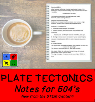 Preview of Plate Tectonic Notes (Editable) - Distance Learning