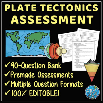 Preview of Plate Tectonics Assessment - Question Bank & Pre-Made Assessments 100% Editable