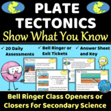 Plate Tectonics Bell Ringers or Exit Slips