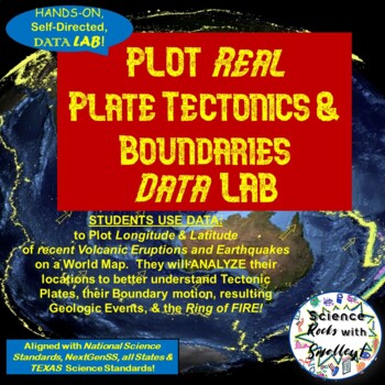 Preview of Plate Tectonics & Boundaries PLOT real Earthquakes & Volcanoes DATA LAB