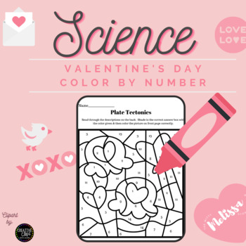 Preview of Plate Tectonics Color By Number Valentines
