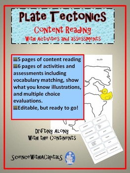 Preview of Plate Tectonics Content Reading and Activities