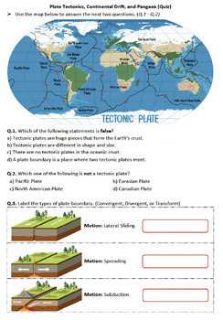 Preview of Plate Tectonics, Continental Drift, and Pangaea - Worksheet (Printables)