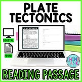 Plate Tectonics DIGITAL Reading Passage & Questions Self Grading