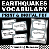 Plate Tectonics Earthquakes Task Cards, Plate Boundaries T