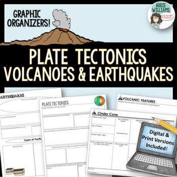 Preview of Plate Tectonics / Earthquakes / Volcanoes Organizers | PRINT & DIGITAL