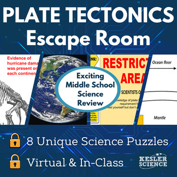 Preview of Plate Tectonics Escape Room - 6th 7th 8th Grade Science Review Activity