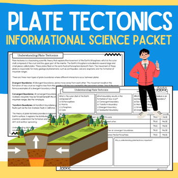 Preview of Plate Tectonics:Informational Science Reading Passages, Worksheets, & Vocabulary