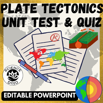 Preview of Plate Tectonics & Plate Boundaries Test Quiz Assessment (Editable)