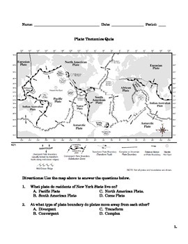 Tectonic Plate Practice Worksheet Answer Key : Students are asked to