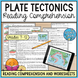 Plate Tectonics Reading Comprehension and Worksheets