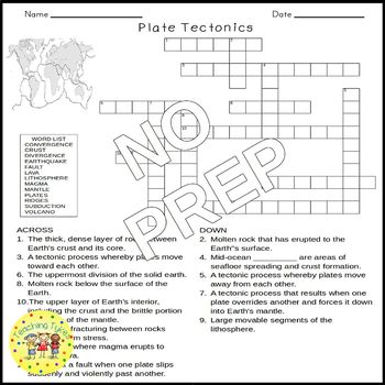 Answer Key Plate Tectonics Crossword Puzzle Answers May 13 2018