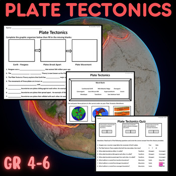 Preview of Plate Tectonics Science Worksheet and Quiz