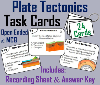 Preview of Plate Tectonics Task Cards Activity: Earthquakes, Faults, Continental Drift, etc