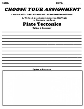 Preview of Plate Tectonics UDL Choice Board Worksheet
