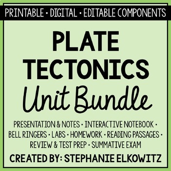 Preview of Plate Tectonics Unit Bundle | Printable, Digital & Editable Components