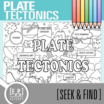 Preview of Plate Tectonics Vocabulary Search Activity | Seek and Find Science Doodle