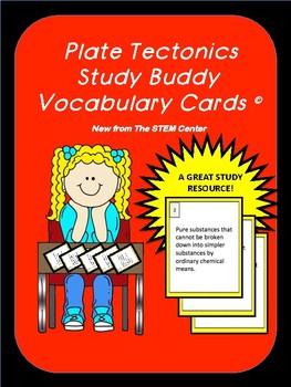 Preview of Plate Tectonics Vocabulary Study Buddy Cards