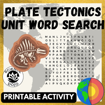 Preview of Plate Tectonics Word Search Freebie- Earth Science Middle School