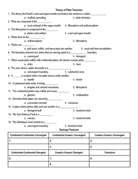 Tectonic Plate Practice Worksheet Answer Key : Tectonic Plate