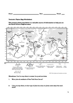 Preview of Plate Tectonics Worksheet with Questions