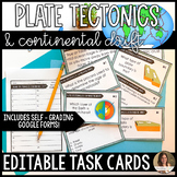 Plate Tectonics and Continental Drift Task Cards Editable 