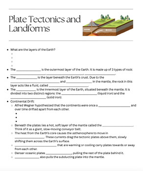 Preview of Plate Tectonics and Landforms Notes