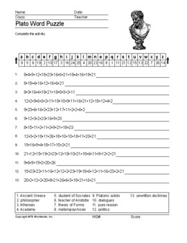 plato word search worksheet and word jumble puzzle activities by lesson machine
