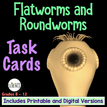 Preview of Phylum Platyhelminthes and Phylum Nematoda Task Cards - Flatworms and Roundworms